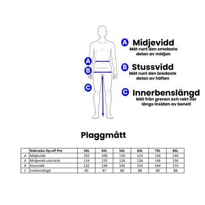 Nebraska Zip-off Byxa Herr Svart Plus Size